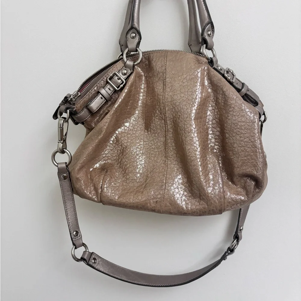 Coach Metallic Tan Leather Hobo Bag